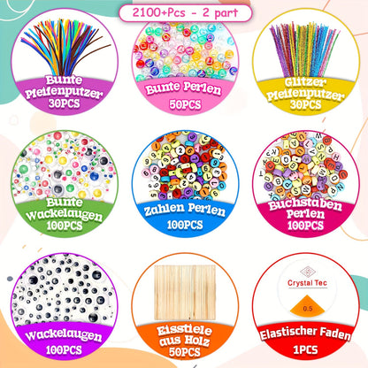 Set complet de bricolage pour enfants – Ensemble créatif avec autocollants, bâtonnets, plumes et plus