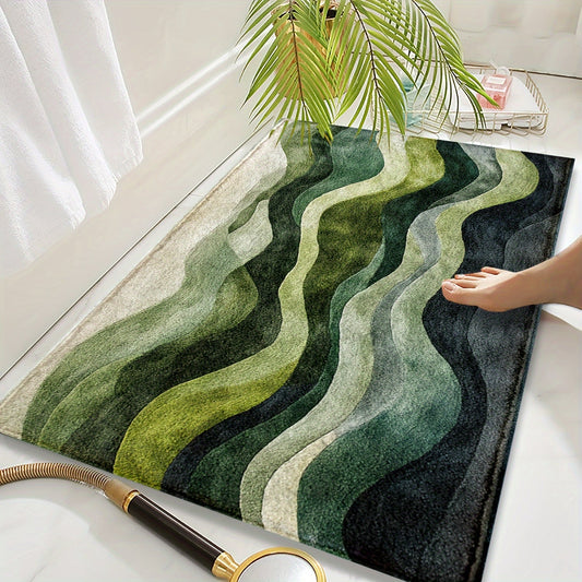 Tapis de Bain à Motif Géométrique Ondulé – Parfait pour Salle de Bain ou Entrée