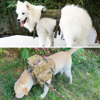 Harnais tactique pour chien avec poches – Nylon durable pour entraînement et aventures