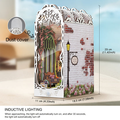 Puzzle 3D en bois – Maison fleurie blanche avec éclairage et housse anti-poussière
