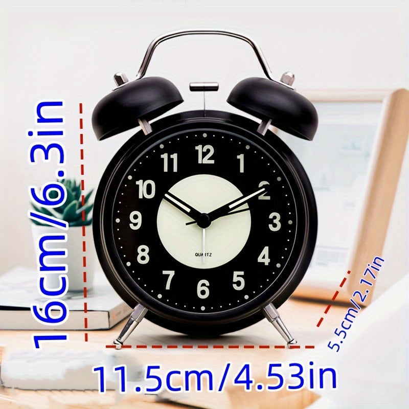 Réveil silencieux luminescent – Horloge métallique noire pour gros dormeurs
