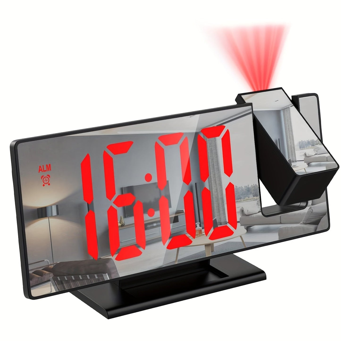 Réveil projecteur LED avec projection réglable à 180° – Affichage clair et fonction snooze pour chambre ou bureau