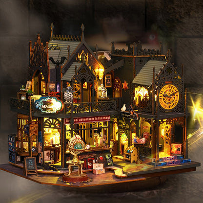 Maison de livres enchantée – Puzzle 3D en bois avec éclairage magique