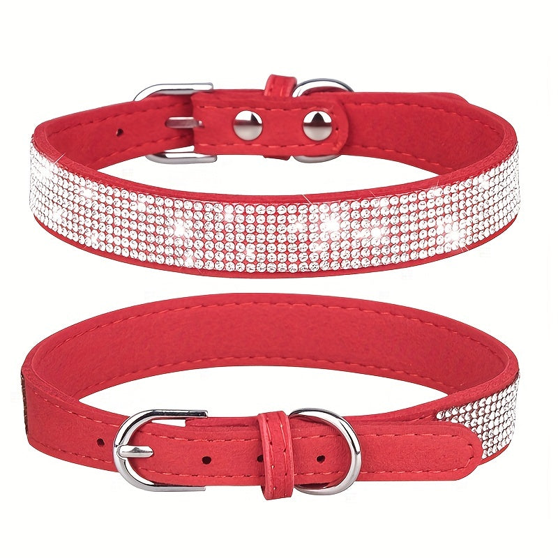 Collier pour chien en cuir réglable avec strass – Solide et durable