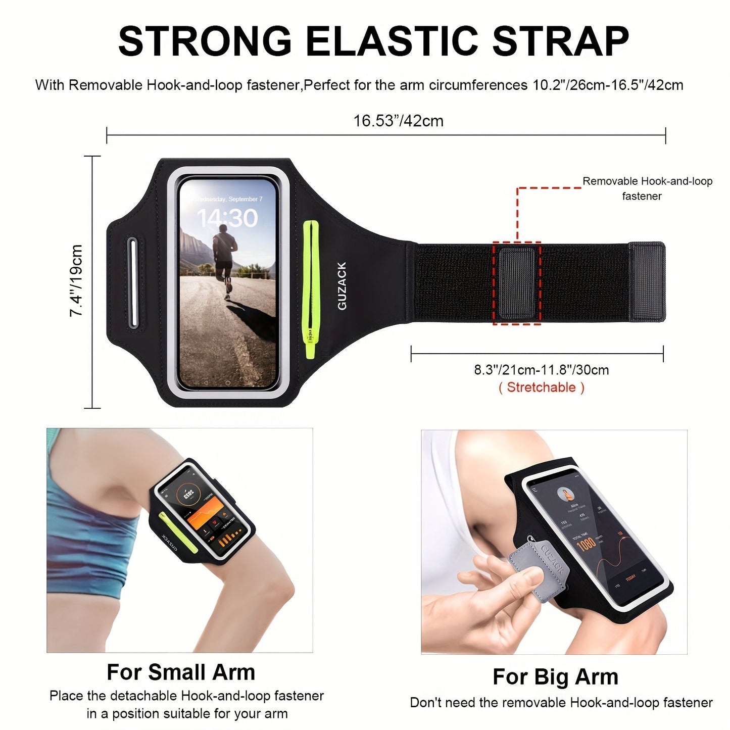 Brassard de sport avec housse pour écouteurs – Support téléphone réglable pour les coureurs