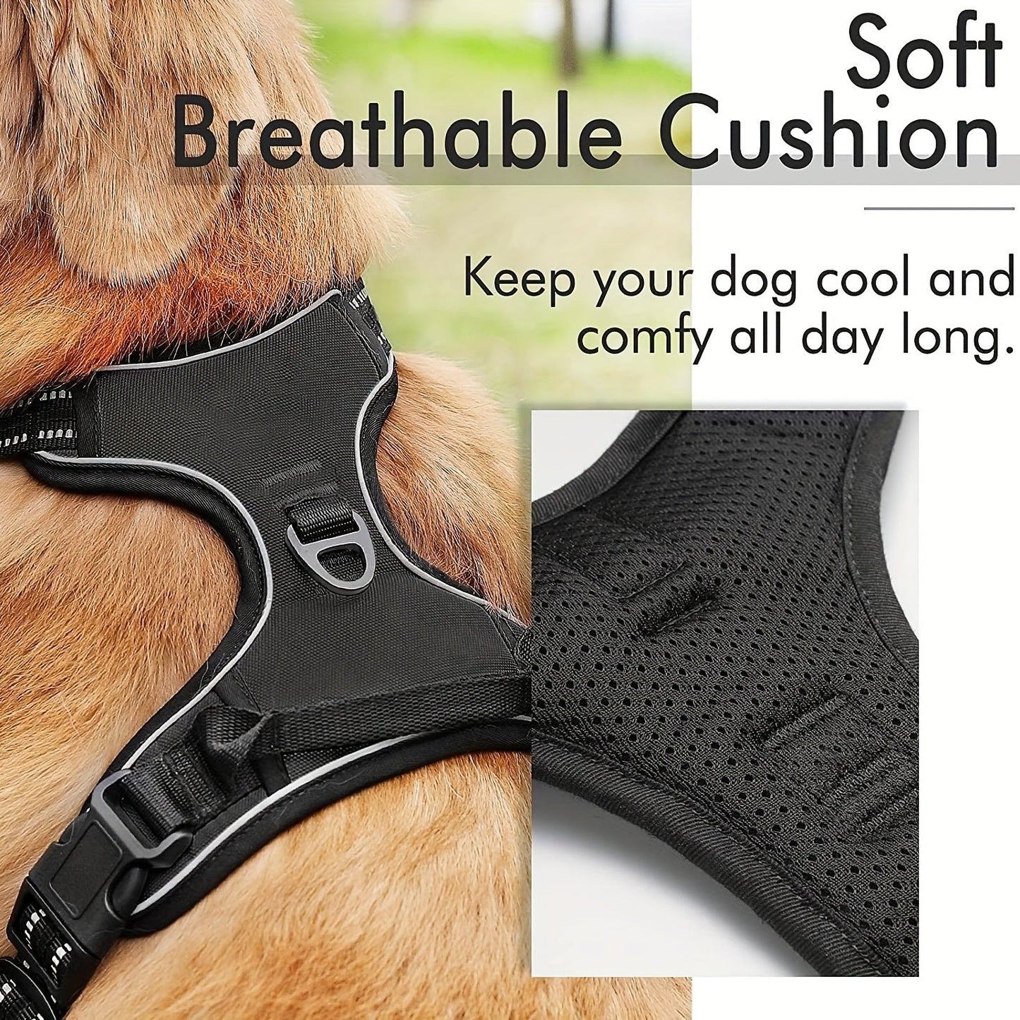 Harnais réfléchissant pour chien avec ensemble laisse – Réglable et sécuritaire pour promenades et entraînement