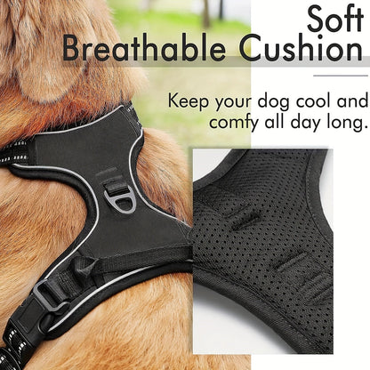Harnais réfléchissant pour chien avec ensemble laisse – Réglable et sécuritaire pour promenades et entraînement