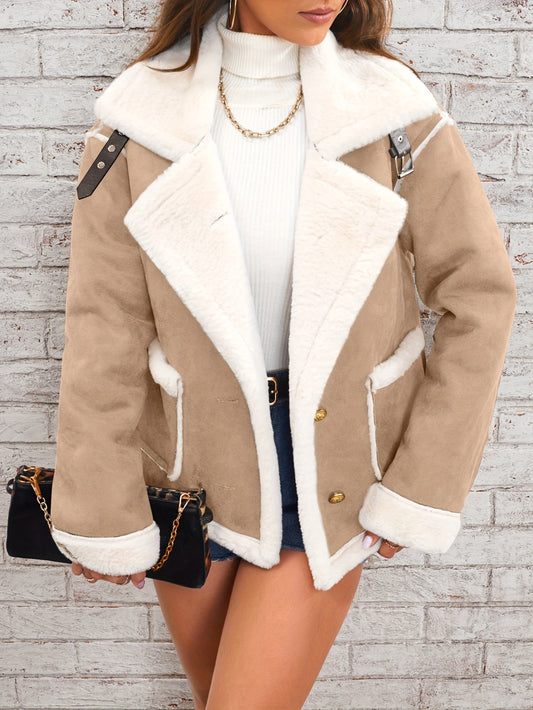 Manteau d’Hiver en Peluche à Revers – Stylé et Chaud pour les Mois Froids