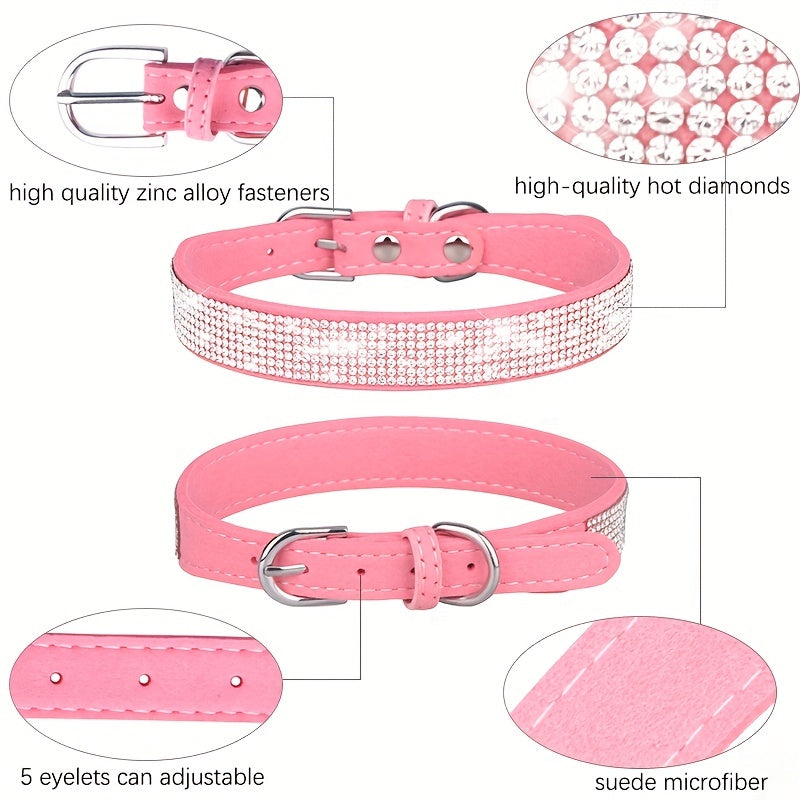 Collier pour chien en cuir réglable avec strass – Solide et durable