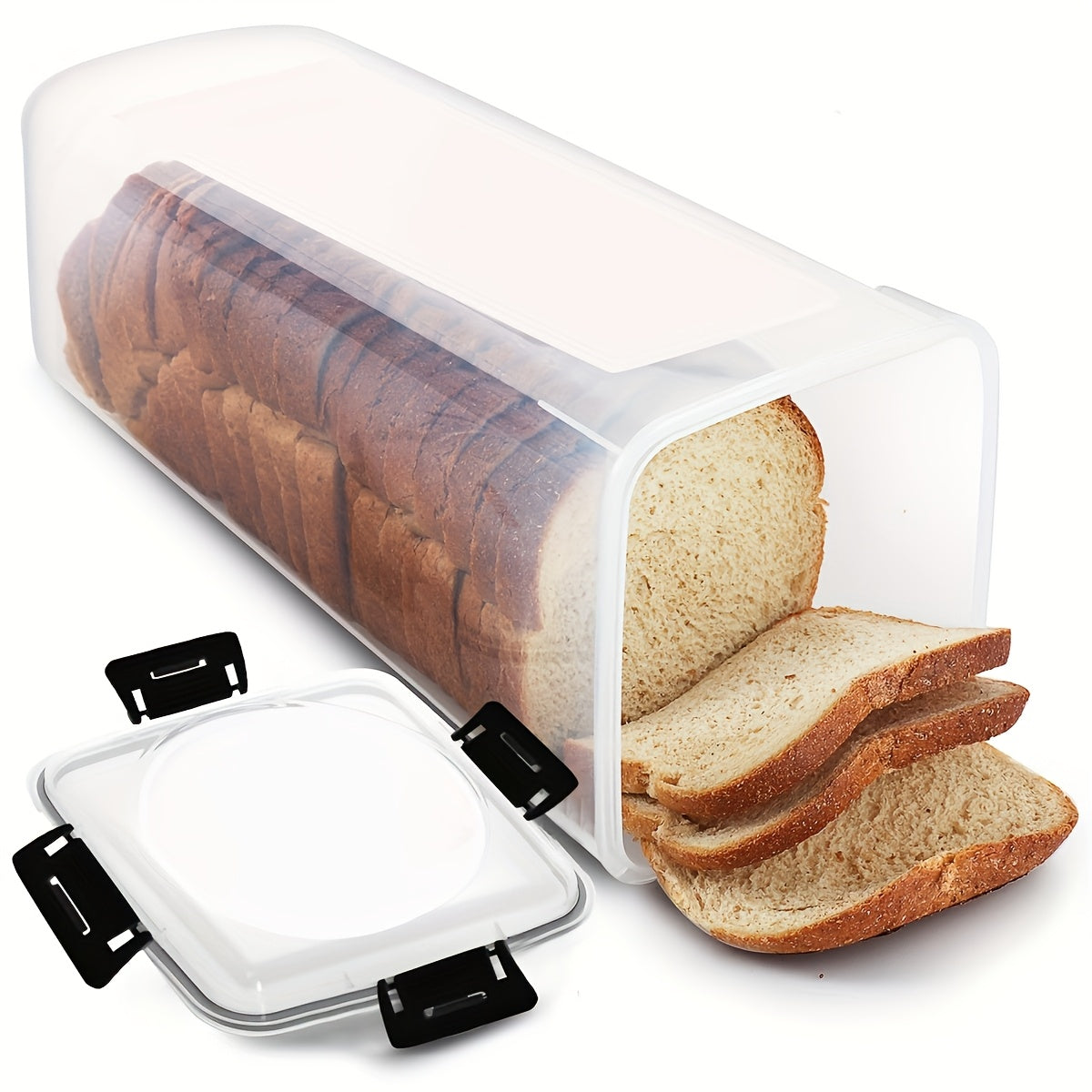 Boîte à pain transparente avec couvercle hermétique - Conservation de la fraîcheur et guide de découpe