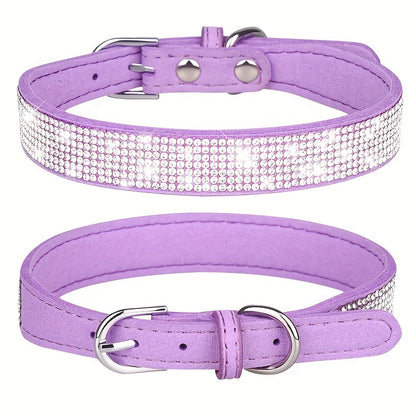Collier pour chien en cuir réglable avec strass – Solide et durable