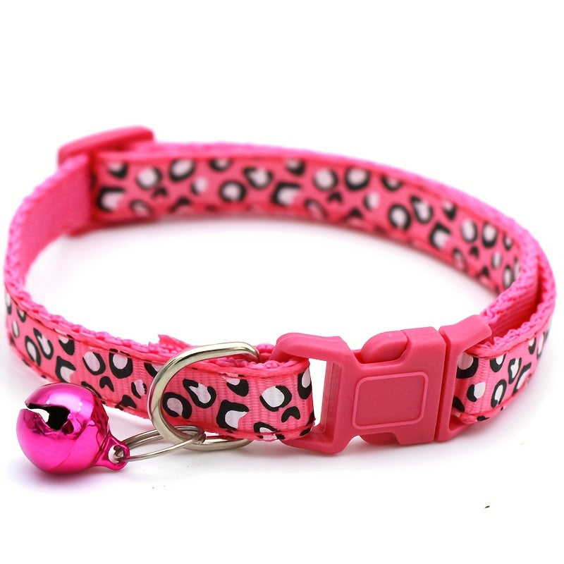 Set de 6 colliers pour chat imprimé léopard – Réglables et sécurisés avec clochette
