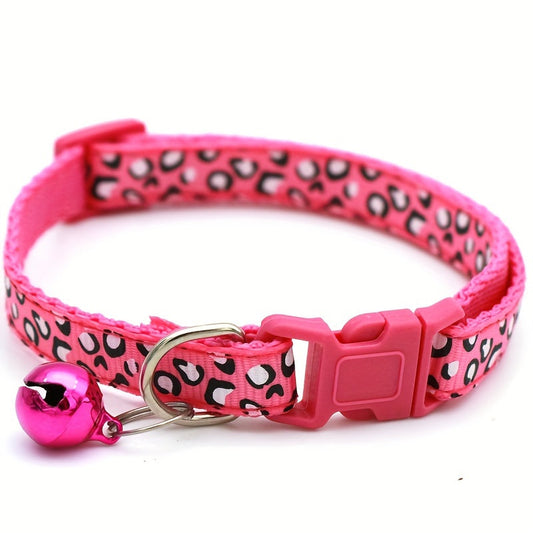 Set de 6 colliers pour chat imprimé léopard – Réglables et sécurisés avec clochette