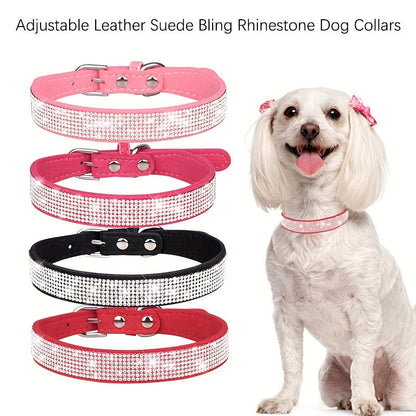 Collier pour chien en cuir réglable avec strass – Solide et durable