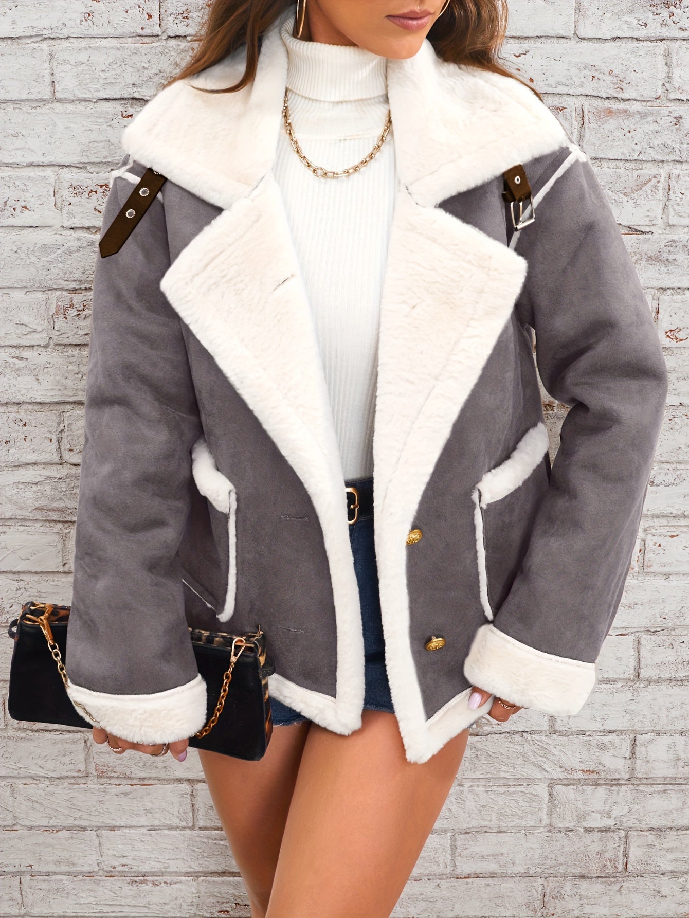 Manteau d’Hiver en Peluche à Revers – Stylé et Chaud pour les Mois Froids