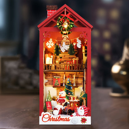 Maison miniature de Noël DIY – Kit de puzzle 3D pour décoration festive