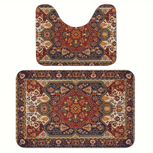 Set de Tapis de Salle de Bain Inspiré de la Perse – Absorbant et Antidérapant