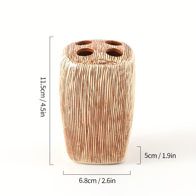 Set de Salle de Bain en Céramique Style Grain de Bois – Accessoires de Luxe pour une Touche Naturelle dans votre Salle de Bain