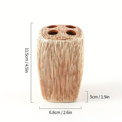 Set de Salle de Bain en Céramique Style Grain de Bois – Accessoires de Luxe pour une Touche Naturelle dans votre Salle de Bain