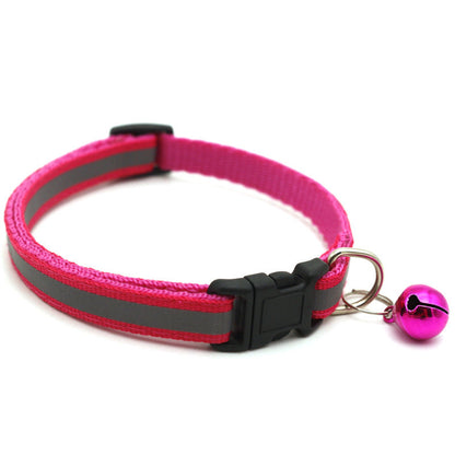 Collier réfléchissant pour chat avec porte-AirTag et clochette – Collier réglable pour visibilité nocturne