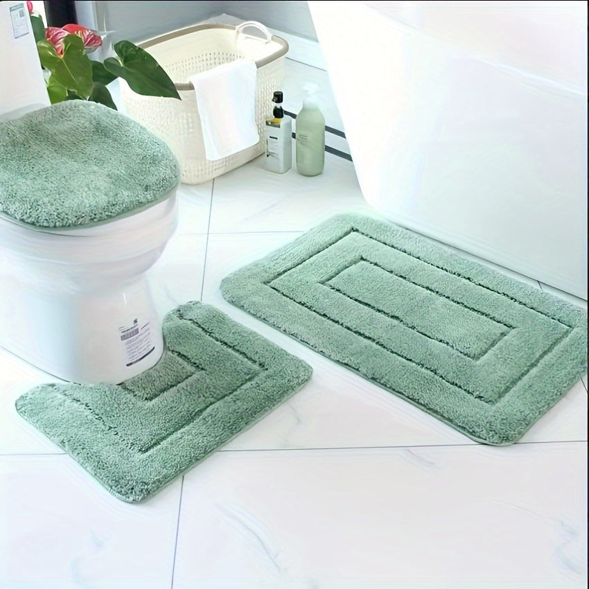 Set de Tapis de Salle de Bain en Microfibres Ultrafines 3 Pièces – Séchage Rapide et Absorbant