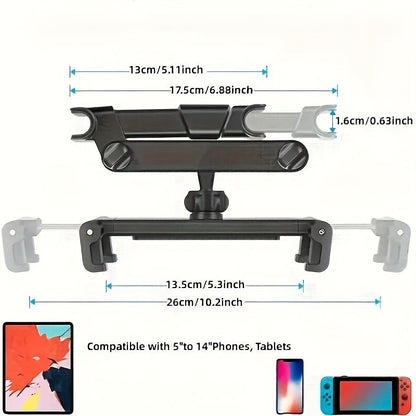 Support Tablette pour Appuie-tête de Voiture – Fixation Réglable pour Tablettes et Smartphones