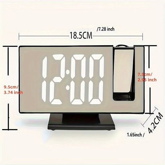 Réveil miroir digital avec projection – Grand écran LED et fonction alarme multifonction