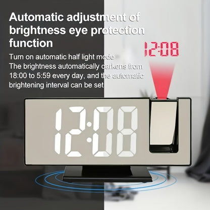Réveil miroir digital avec projection – Grand écran LED et fonction alarme multifonction