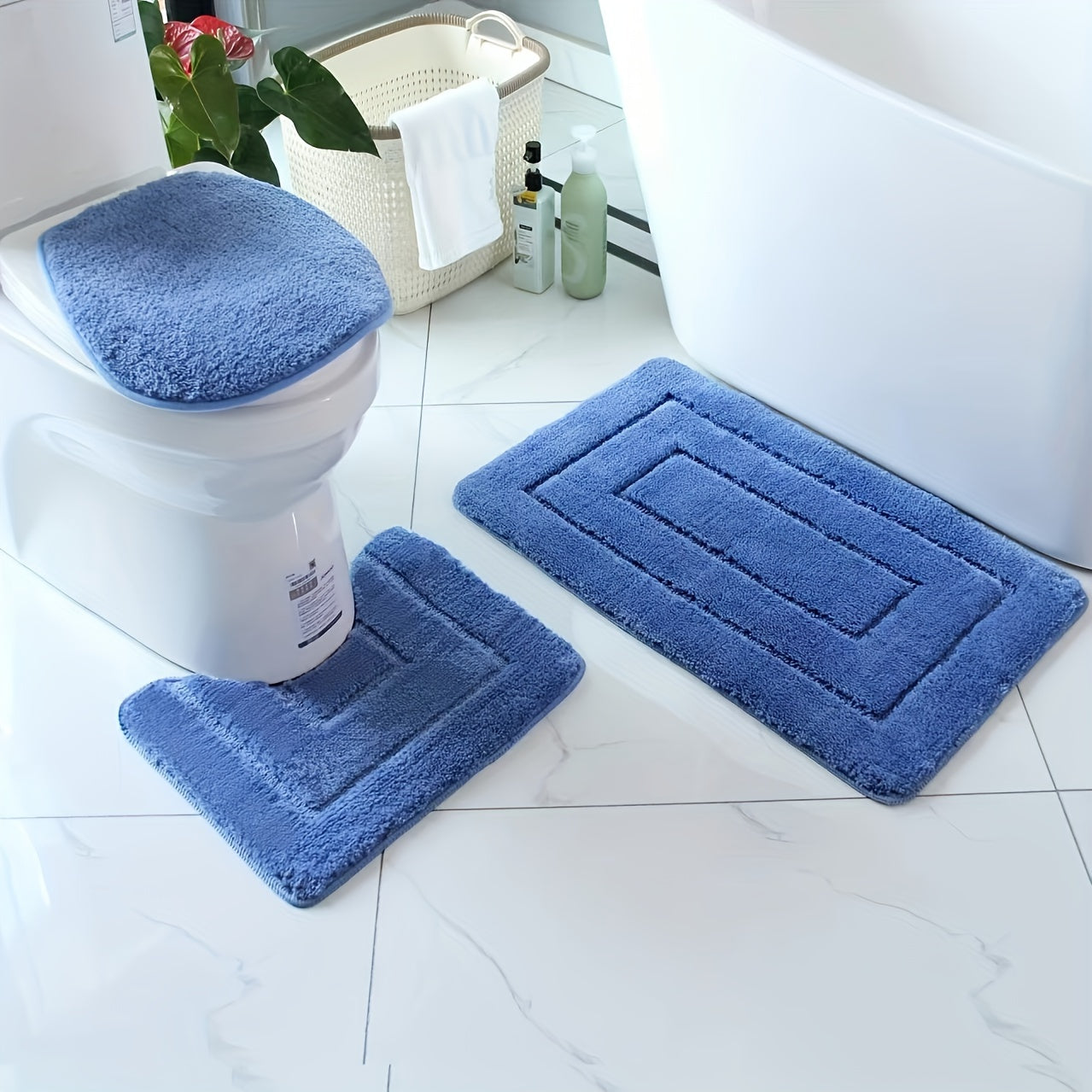 Set de Tapis de Salle de Bain en Microfibres Ultrafines 3 Pièces – Séchage Rapide et Absorbant