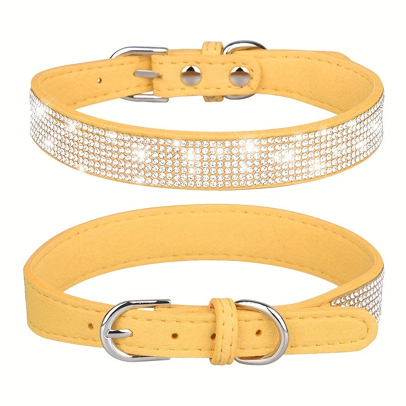 Collier pour chien en cuir réglable avec strass – Solide et durable