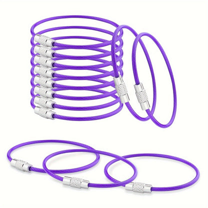 Set de 10 Porte-clés Câble en Acier – Porte-clés Durables pour Voyage et Activités de Plein Air