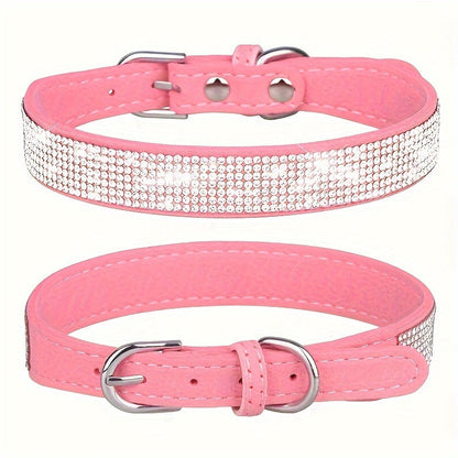Collier pour chien en cuir réglable avec strass – Solide et durable