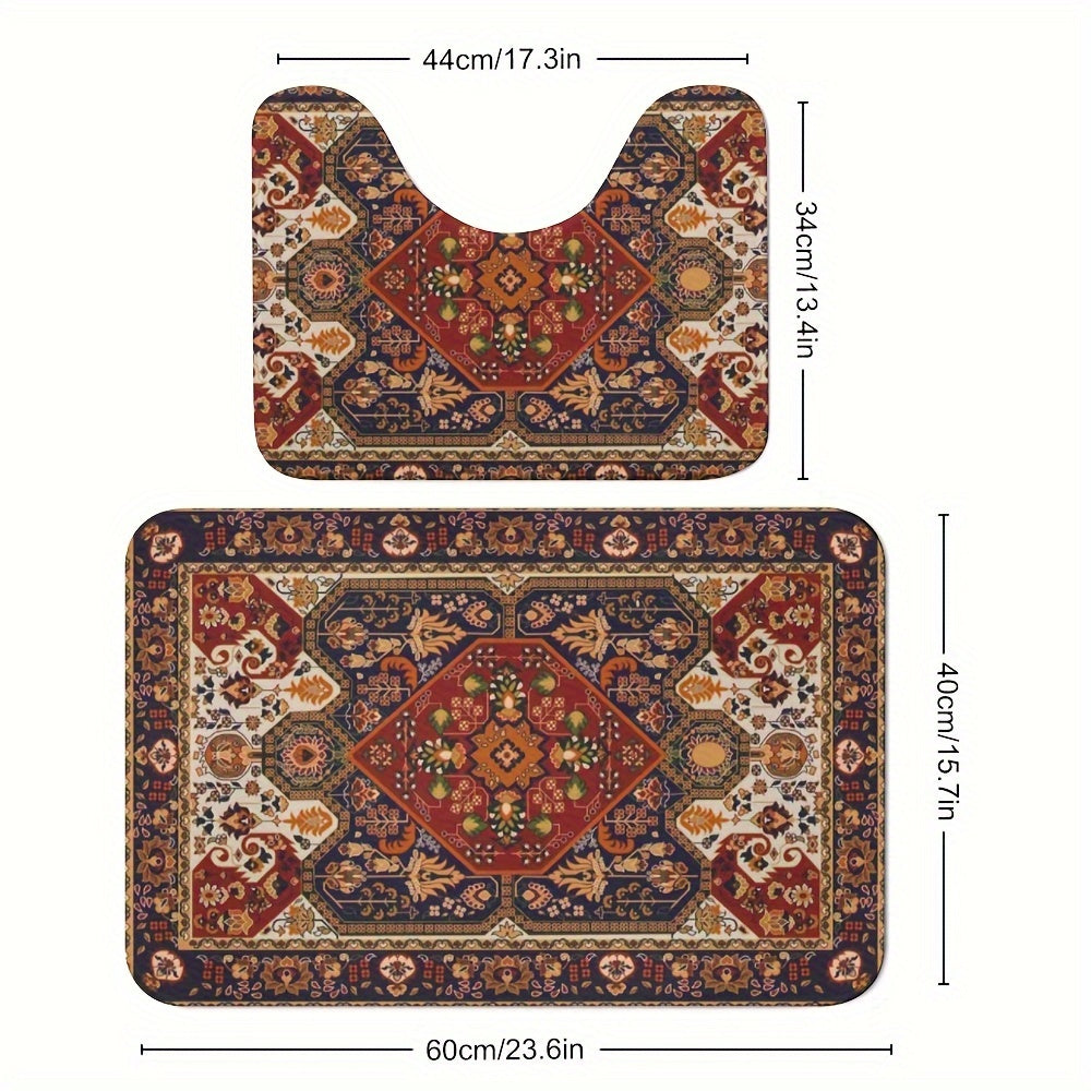 Set de Tapis de Salle de Bain Inspiré de la Perse – Absorbant et Antidérapant