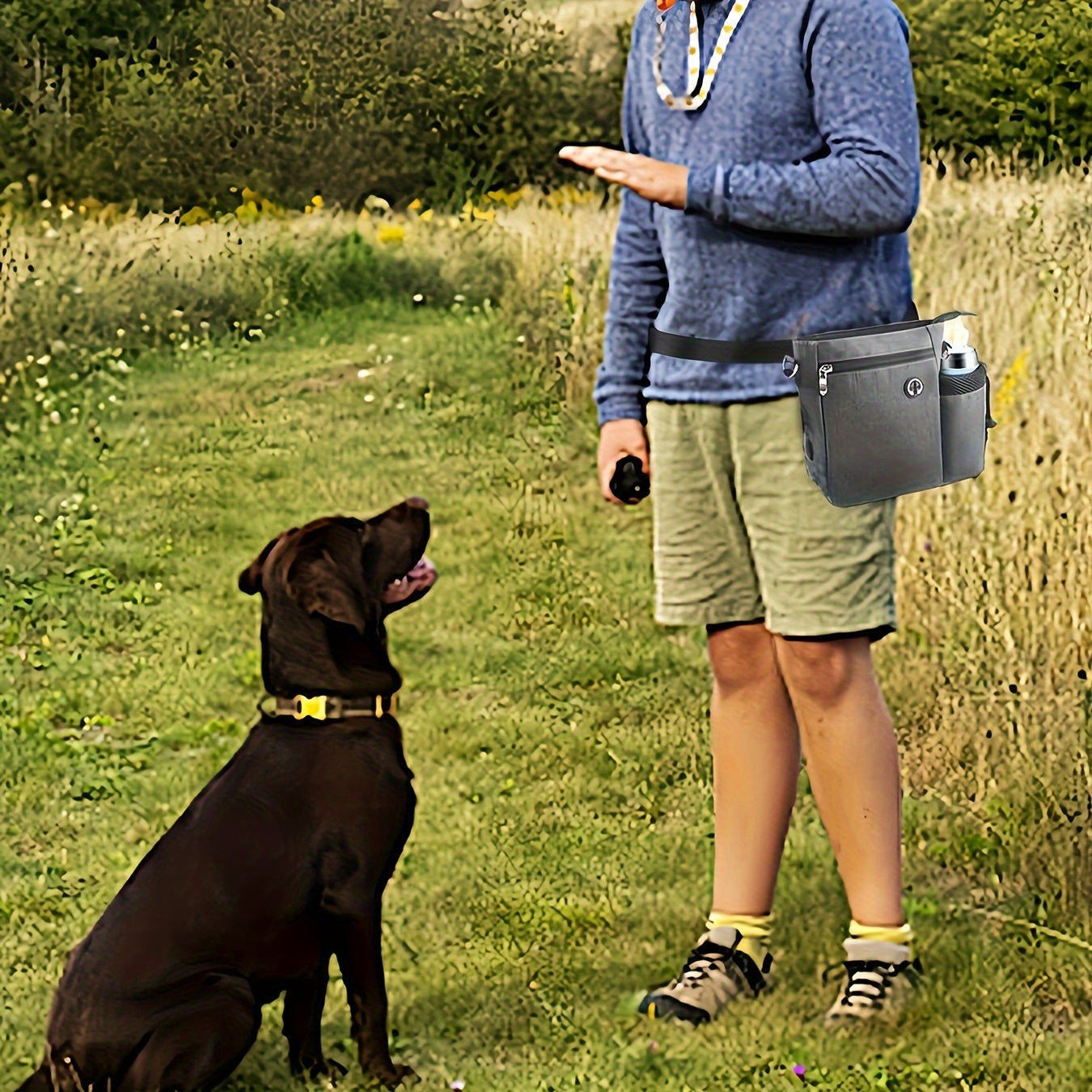 Sacoche à friandises pour chien avec porte-bouteille d’eau – Sac réglable pour entraînement et activités extérieures