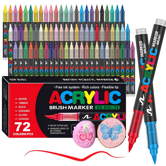 Set de 72 Marqueurs de Peinture Acrylique – Parfait pour la Peinture Créative sur Divers Supports