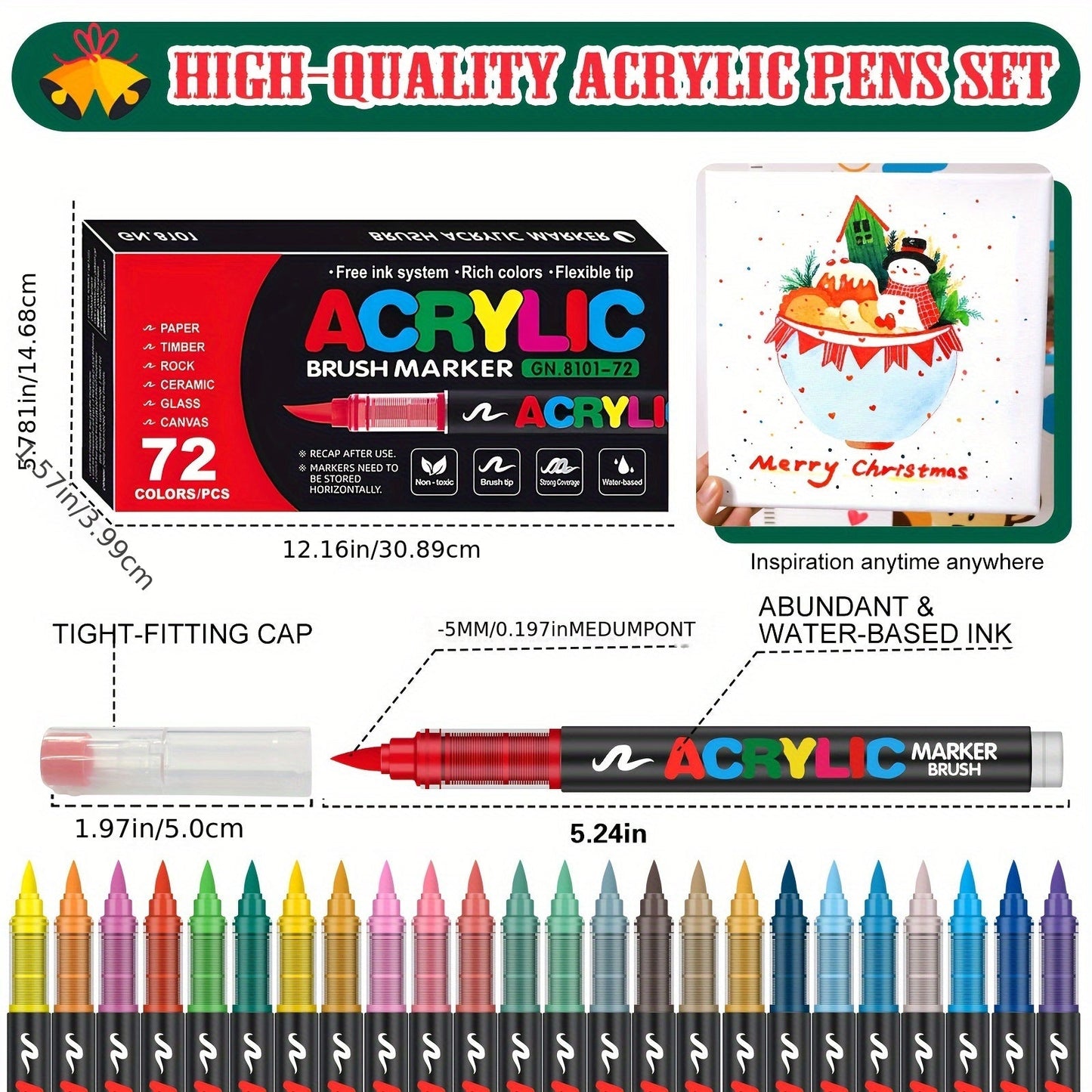 Set de 72 Marqueurs de Peinture Acrylique – Parfait pour la Peinture Créative sur Divers Supports