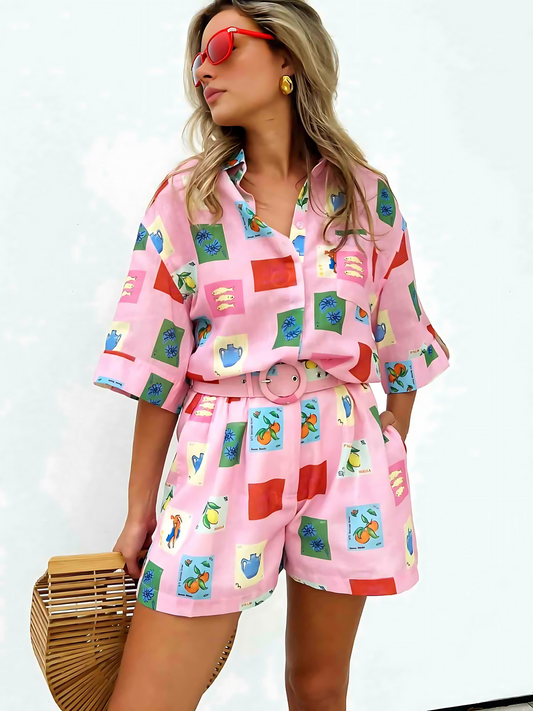 Grace - Ensemble Coloré d'Été : Combo Haut & Shorts Joyeux