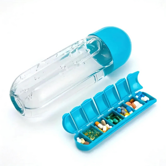 VitaBottle - Bouteille d'eau portable avec boîte à pilules intégrée