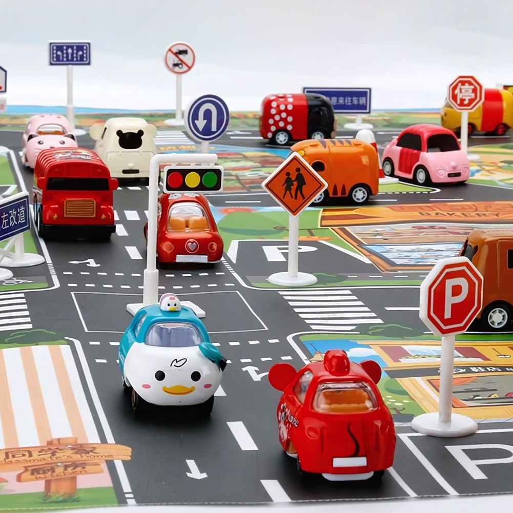PlayCity - Tapis de Jeu - Voitures et Panneaux de Signalisation