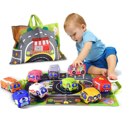 Ami(e)s Doux du Trafic - Ensemble de Jouets avec Tapis de Jeu Pliable