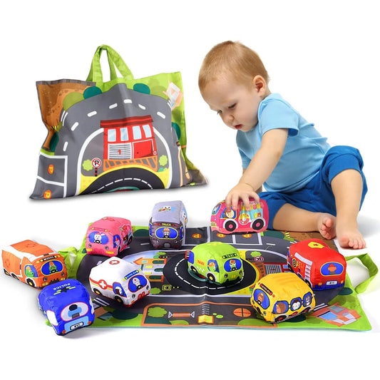 Ami(e)s Doux du Trafic - Ensemble de Jouets avec Tapis de Jeu Pliable