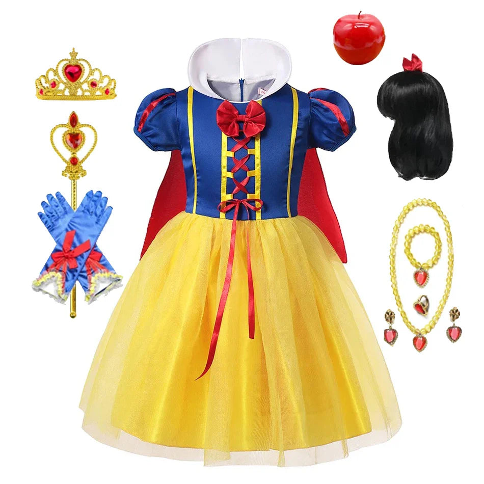 Robe de princesse Blanche-Neige – Avec cape, tiara et accessoires magiques