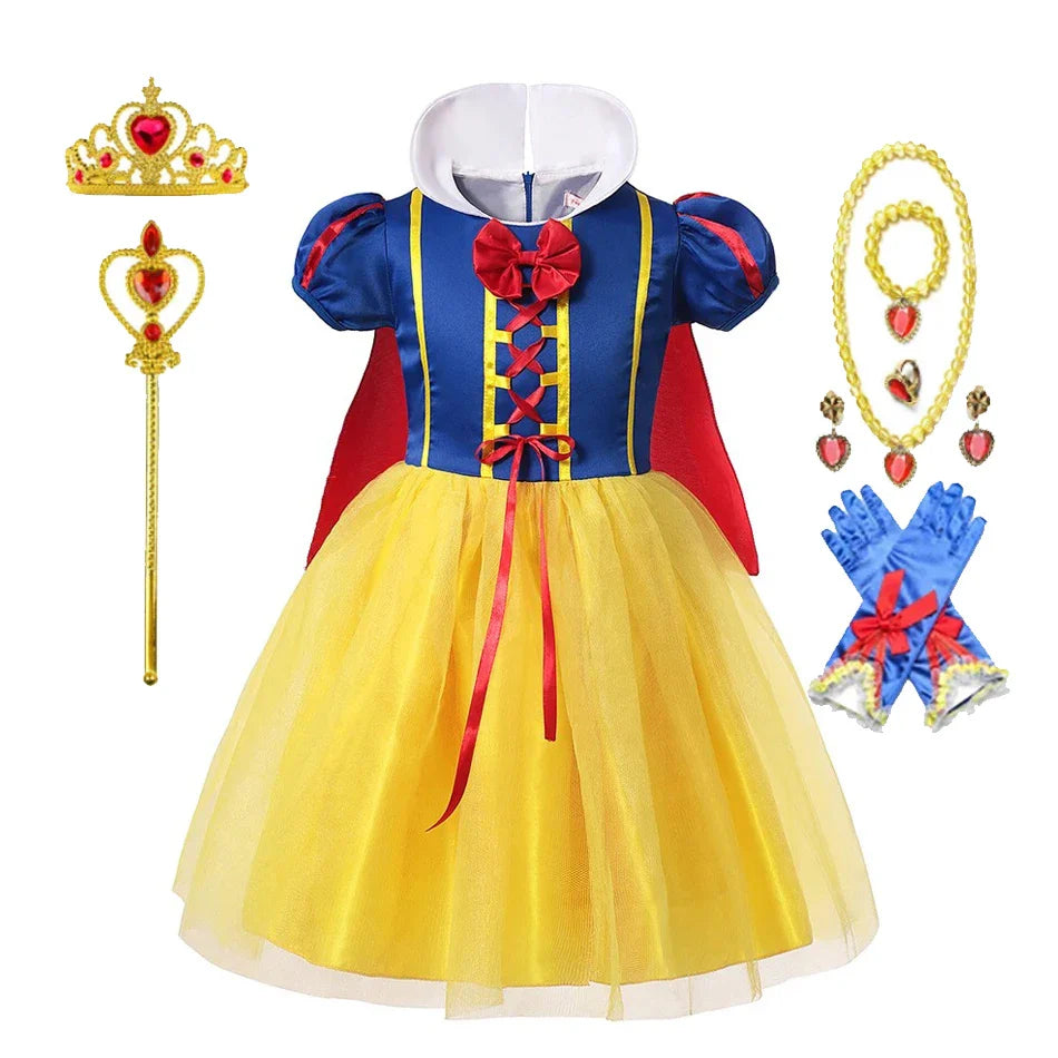 Robe de princesse Blanche-Neige – Avec cape, tiara et accessoires magiques