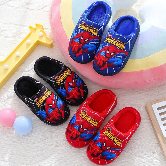 Chaussons Spider-Man pour enfants – Chaussons doux en coton pour intérieur en automne et hiver