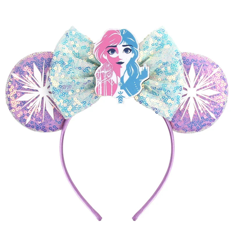 Accessoires cheveux Frozen – Bandeaux oreilles Mickey Mouse Elsa et Anna pour filles