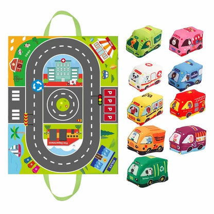 Ami(e)s Doux du Trafic - Ensemble de Jouets avec Tapis de Jeu Pliable