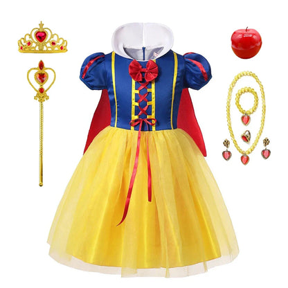 Robe de princesse Blanche-Neige – Avec cape, tiara et accessoires magiques