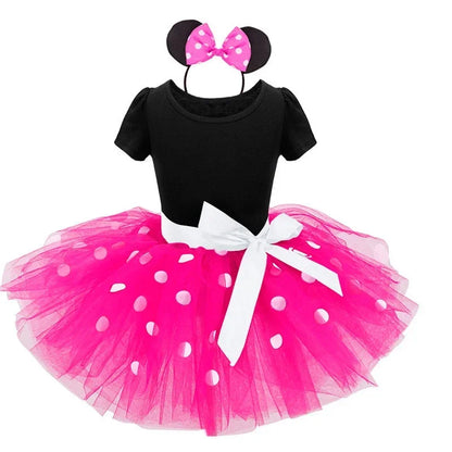 Costume Minnie Mouse pour filles – Robe à pois avec serre-tête et nœud