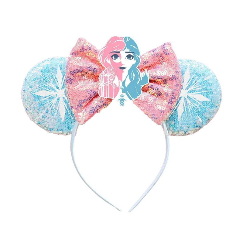 Accessoires cheveux Frozen – Bandeaux oreilles Mickey Mouse Elsa et Anna pour filles