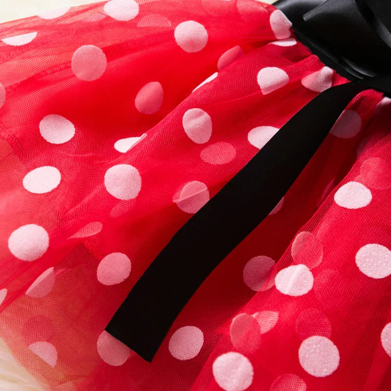 Costume Minnie Mouse pour filles – Robe à pois avec serre-tête et nœud